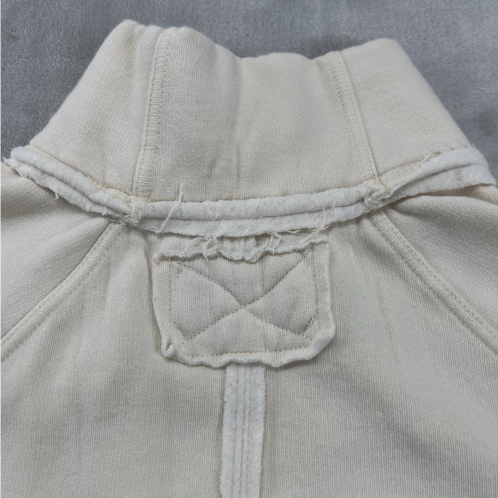 Free People Just A Game Neutral 1/4 Zip Mock Neck Sweatshirt Size Large - Picture 5 of 10